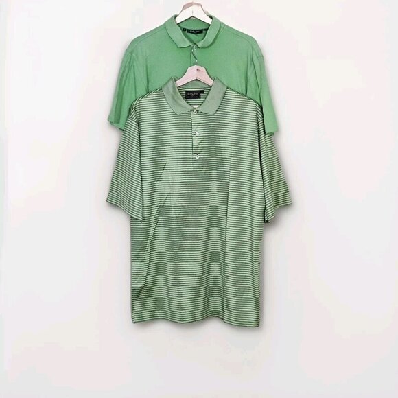 Bobby Jones Polo Mens M Lot of 2 Yellow Green Stripes Cotton Golf Athleisure - Picture 2 of 16